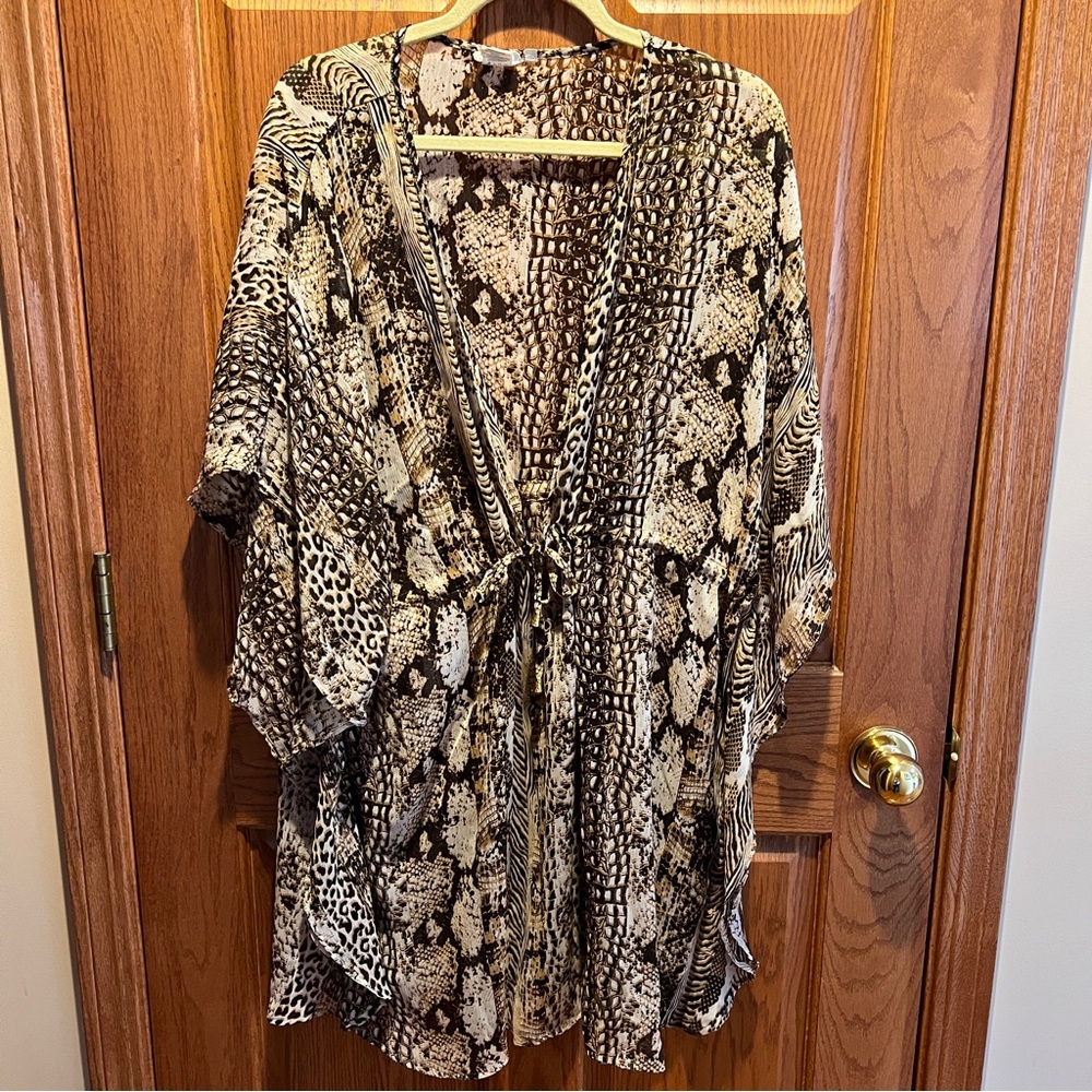 Bleu by Rod Beattie Swim Coverup Elegant Animal/Snake Print